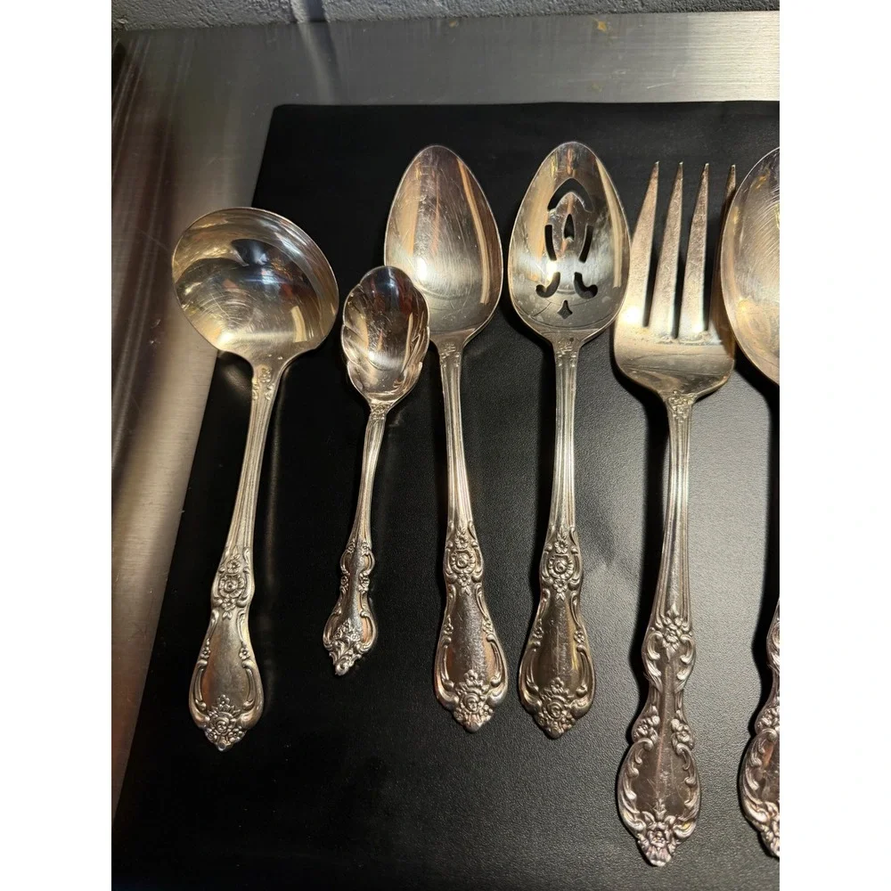 Oneida Wm Rogers Vanessa Francesca Silverplate Serving Set 7pc Flatware Vintage‎